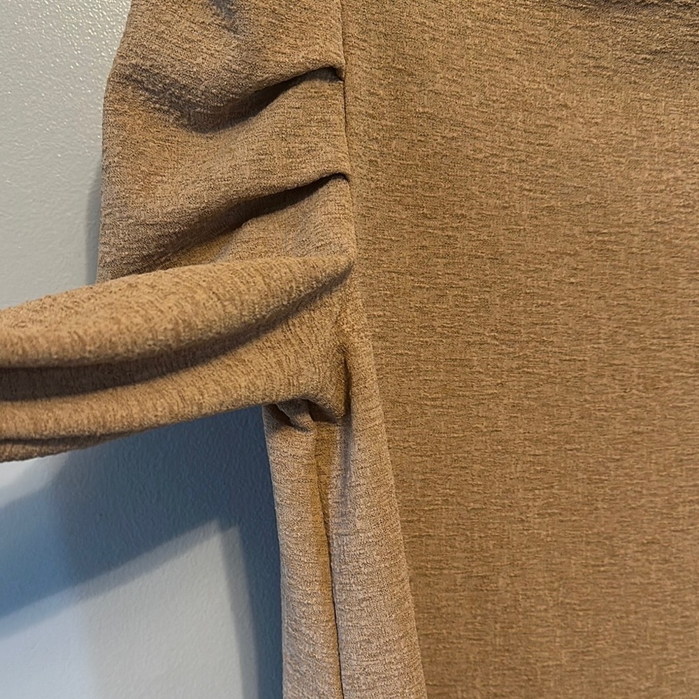 Cato Tan Ruched Ruffled Blouse - Picture 6 of 9